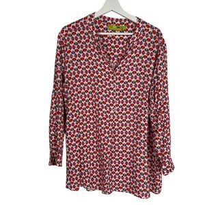 rockflowerpaper Tunic Blouse size Large Pink, Orange Missing Button